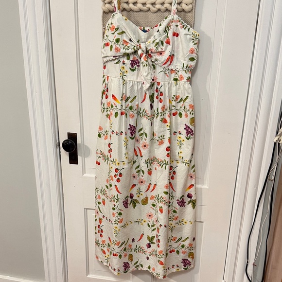 Old Navy Floral Midi Dress - White with Fruit Print - Picture 3 of 8